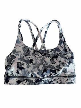 LULULEMON Blue Gray Energy Bra Luxtreme Strappy Medium Support size 4